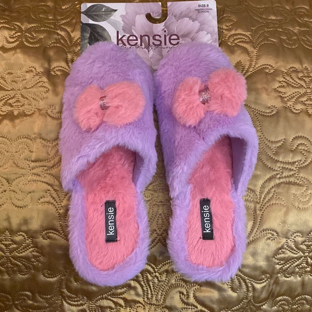 Plush Bow Slippers